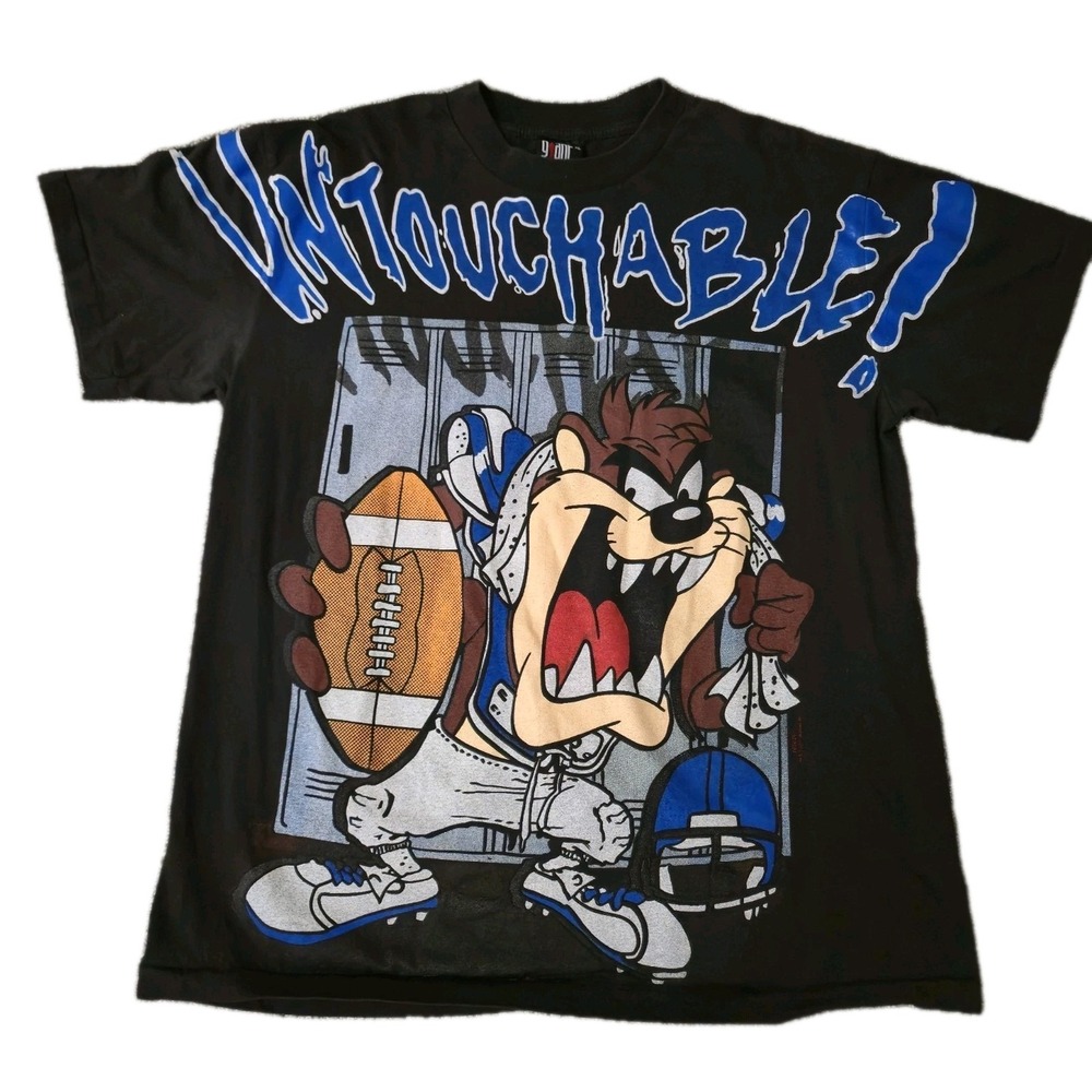 Taz Looney Toons Football T Shirt AOP Double Sided Single Stitch Size XL Modern